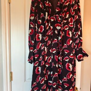 Milly of New York Long Sleeve Dress - Red and Black Floral
